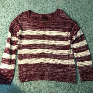 Burgandy and cream knit sweater